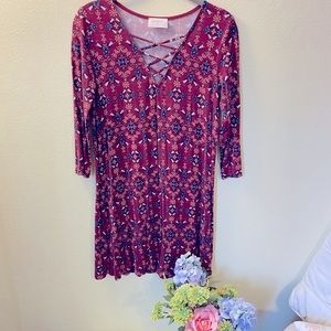 Adorable Everly tunic dress with cross front detailing